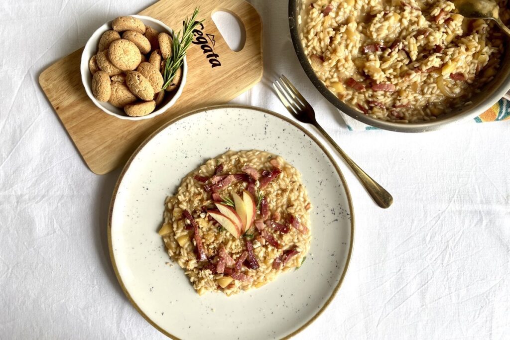 Risotto mele e speck